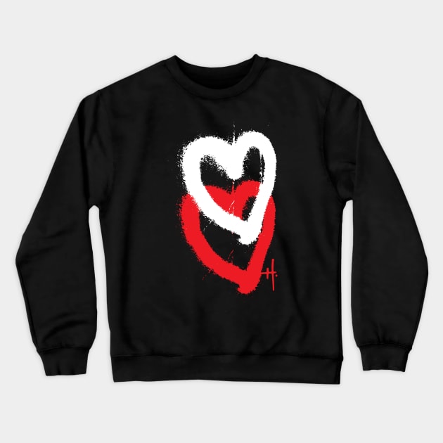 Hydrus Graffiti Double Hearts Crewneck Sweatshirt by Hydrus